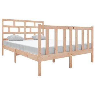 Berkfield Home Bed Frame Solid Wood Pine 140x190 cm in Light Brown