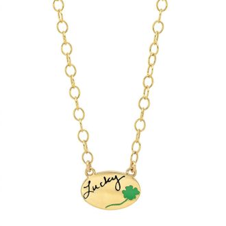 Jessica Elliot Womens Enamel Oval Necklace - Lucky In Vermeil