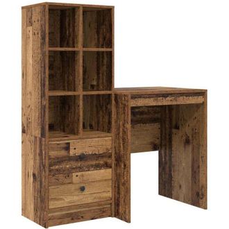 vidaXL Escritorio Con Almacenamiento Con Caj&oacute;n 2 Pcs Madera Vieja Vidaxl