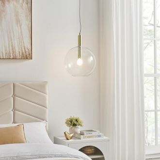 Furniturebox Emily Brass and Smoked Glass Pendant Ceiling Light