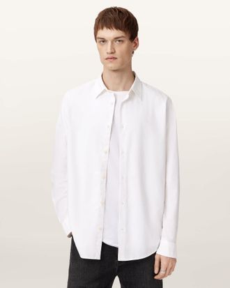 AllSaints Lyocell/Cotton Heartsaints Long Sleeve Shirt, Size: XXL