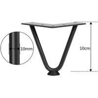 OEM 4 Patas De Metal Tipo Horquilla Para Muebles, Ideales Para Armarios Y Sillas, Con Tornillos Y Protectores De Suelo (10 Cm) - Crezuo