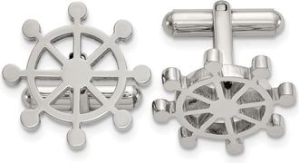 Diamond2Deal Stainless Steel Polished Ships Wheel Cufflinks