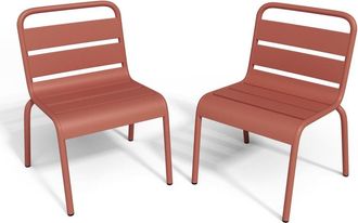 VENTE-UNIQUE.COM Juego de 2 sillas de jard&iacute;n acero terracota