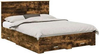 vidaXL Bed Frame with Drawer Smoked Oak 150 x 200 cm Engineered Wood vidaXL
