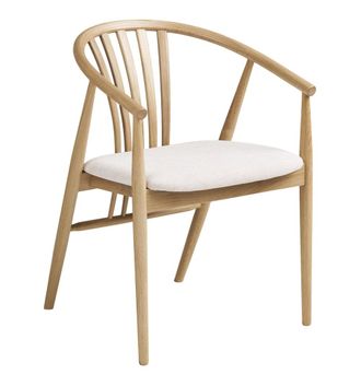 Moloo Silla de comedor en roble macizo y tela beige