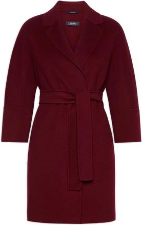 Max Mara Wollen jas met ceintuur - Dames - Mantels - Rood - Maat: XS Wol