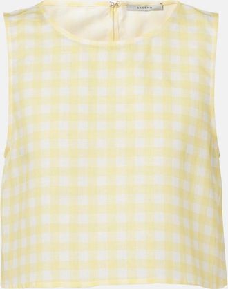 Asceno Crop top Kobe de lino y algod&oacute;n a cuadros vichy
