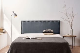Moonia Moonia - Cabecero Tapizado Modena Acualine 100x55x8 Cm - Gris Oscuro