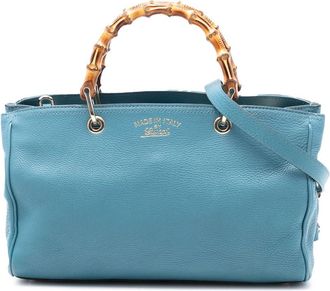 Gucci Pre-owned Gucci Medium Calfskin Bamboo Shopper Satchel 323660 520981