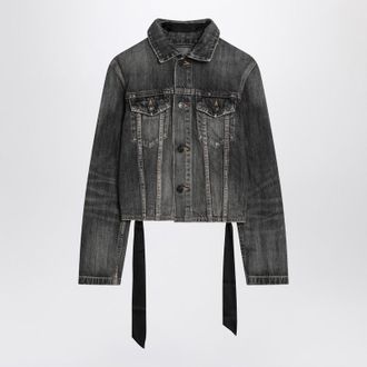 Balenciaga Dark grey denim jacket with laces
