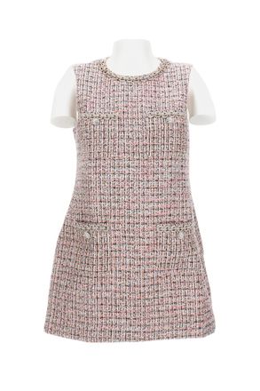 Self Portrait Midi Crewneck Dress With Zip Closure And Boucle Motif