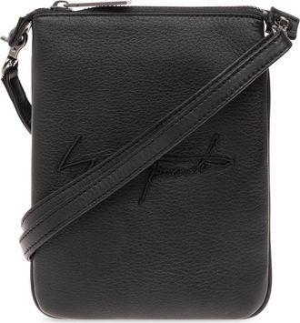 Yohji Yamamoto Tas met logo - unisex - Schoudertassen - Zwart - ONE Size - Leer - Tassen