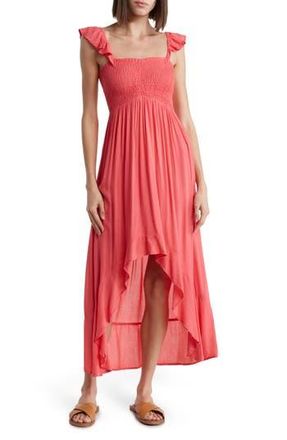 Boho Me Maxi Ruffle Cover-Up Dress in Watermelon at Nordstrom Rack, Size X-Small