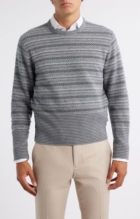 Thom Browne Fair Isle Float Jacquard Cashmere Sweater in Light Grey at Nordstrom, Size 1