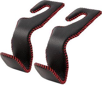 OEM Juego De 2 Ganchos De Cuero Para Reposacabezas De Coche, Para Asiento Trasero Del Veh&iacute;culo, Bolso, Bolsa De La Compra Y M&aacute;s, Negro Y Rojo