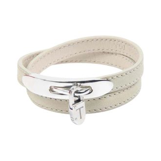 Tod's Tods, Bracelets, female, White, Size: ONE SIZE Double Wrap Leather Bracelet Love You