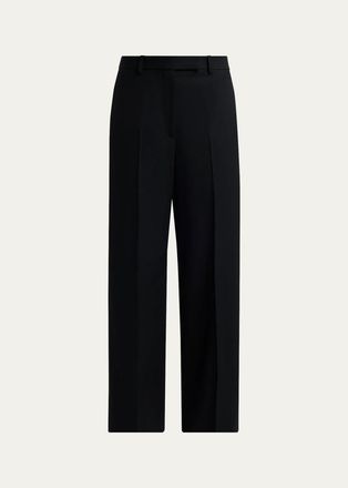 Tom Ford Wool Grain De Poudre Slanted Straight-Leg Pants