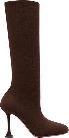 Amina Muaddi Veneda Stretch Boot 95 - Dames - Laarzen met Hak - Bruin - 37 EU - Leer - Schoenen