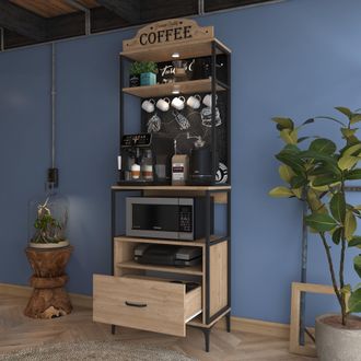 Dmora Credenza Nemol, Aparador 2 Estantes, Un Caj&oacute;n, Apertura Deslizante, 70x40x207h Cm Roble Marr&oacute;n