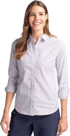 Cutter & Buck Stretch Oxford Stripe Womens Long Sleeve Dress Shirt
