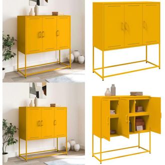 vidaXL Credenza Giallo Senape 100,5x39x107 cm in Acciaio - Credenza industriale - Credenza giallo senape