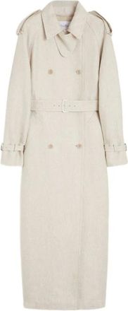 Max Mara Trench Coats, female, Beige, Size: 2XS Spolverino doppiopetto in drill di puro lino