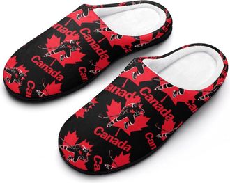 Generic Canadian Hockey Canada Cotton Slippers for Women Indoor Outdoor Slipper Slip-On Memory Foam Home Shoes