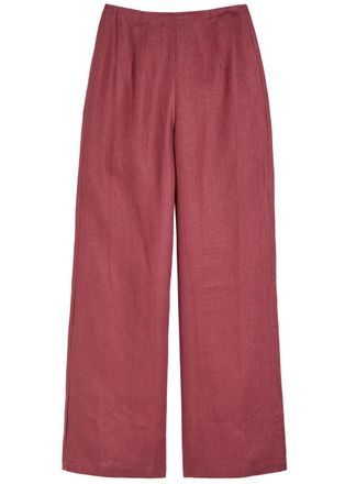 Faithfull The Brand Syna Wide-leg Linen Trousers - Dark Pink - S (UK8-10 / S)