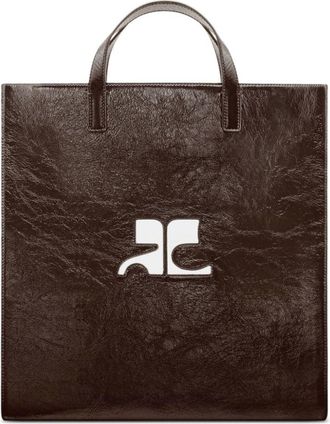 Courrèges Reedition Naplack tote bag - unisex - CALFSKIN - One Size - Brown