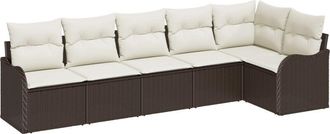 vidaXL Vidaxl - Garden Sofa Set with Cushion 6 pcs Brown Poly rattan