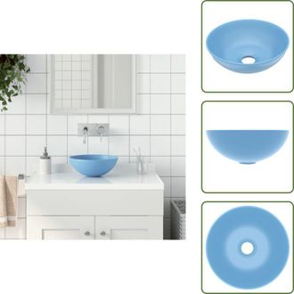 vidaXL The Living Store Lavandino da Bagno in Ceramica Azzurro Rotondo - Lavabo rotondo