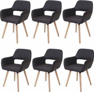 Hhg Hhg - Nunca Usado] Juego De 6 Sillas De Comedor 429 Ii, Silla De Cocina, Dise&ntilde;o Retro A&ntilde;os 50, Polipiel, Marr&oacute;n, Patas Claras