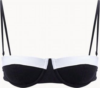Staud Womens Jo Balconette Bikini Top In Black/white