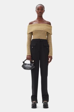 Ganni Suiting Trousers in Black Size 32 Polyester Womens