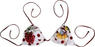 Dolce & Gabbana White Red Polka Dot Floral Print Womens Triangle