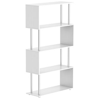 HOMCOM Homcom - Mobile Libreria Design 4 Ripiani Casa E Ufficio In Legno Bianco