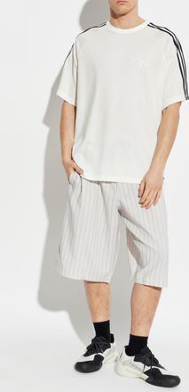Yohji Yamamoto Striped Pattern Shorts, Mens, White