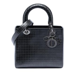 Dior Pre-owned Dior Medium Metallic Patent Microcannage Lady Dior Ladies 16-BO-1106