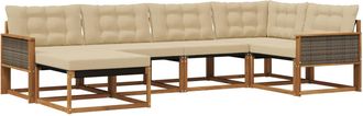 vidaXL Conjunto De Sof&aacute;s De Exterior 6 Uds. Natural Y Beige Vidaxl