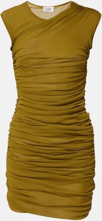 Saint Laurent Ruched tulle jersey minidress