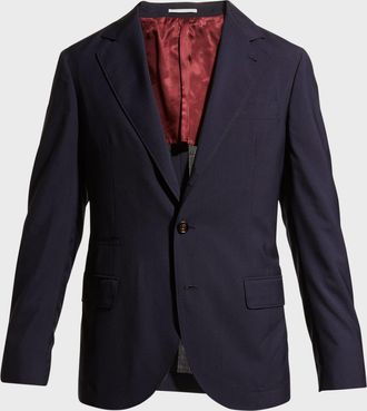 Brunello Cucinelli Men & apos;s Super 150s Lightweight Wool and Silk Blazer