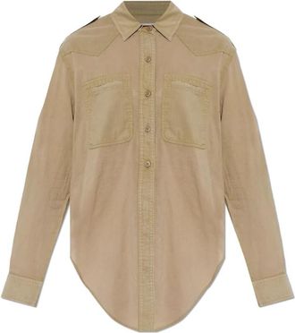 Isabel Marant Pocket Shirt - Dames - Overhemden - Beige - M - Katoen - Overhemden