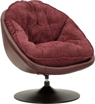 Mauro Ferretti Sill&oacute;n giratorio de estilo retro color burdeos, 78x78x84 cm