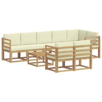 vidaXL Conjunto De Sof&aacute;s De Exterior 9 Pcs Blanco Y Crema Poli&eacute;ster Vidaxl