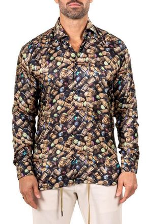 Maceoo Fibonacci Marthyr 0243 Contemporary Fit Button-Up Shirt in Black at Nordstrom, Size 6