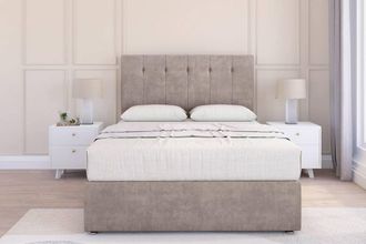 Sloomy Highbury Plush Divan Base No Drawers - 26 Headboard in Stone | Size: Single