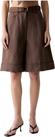 Vicolo Bermuda con risvolto e cintura - - Shorts - Donna - Marrone - L