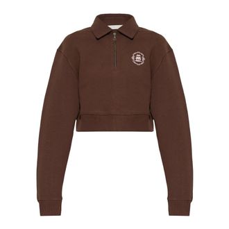 Palm Angels Hoodies & sweatvesten, Dames, Bruin, XS, Katoen, Long Sleeve Polo