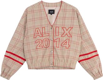 ALIX The Label Alix The Label - Woven Sporty Check Bomber - Dames - Jassen - Beige - Maat: M Viscose